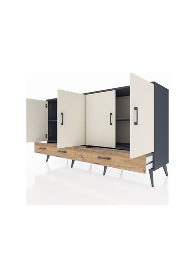 Kronos Konsol 6 Raflı 3 Çekmeceli 4 Kapaklı 176x59x99 Antrasit-ay Antrasit-aytaşı/çam Kronos Konsol 6 Raflı 3 Çekmeceli 4 Kapaklı 176x59x99 Antrasit-ay Antrasit-aytaşı/çam