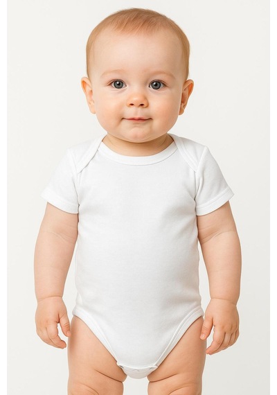 Fuar Baby %100 Pamuk Kısa Kollu Çıtçıtlı Zarf Yaka 4'lü Bebek Body Beyaz