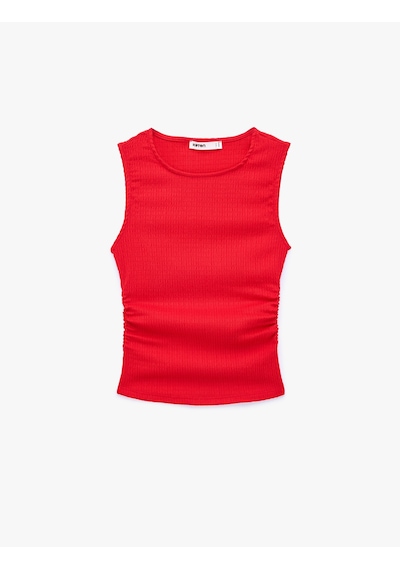 Koton Bürümcük Kumaş Dokulu Slim Fit Kolsuz Bisiklet Yaka Atlet Kırmızı 6sak70027uk