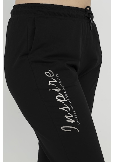 Maraton Sportswear Büyük Beden Kadın Lastik Paça Basic Siyah Eşofman Altı 21171-siyah Siyah