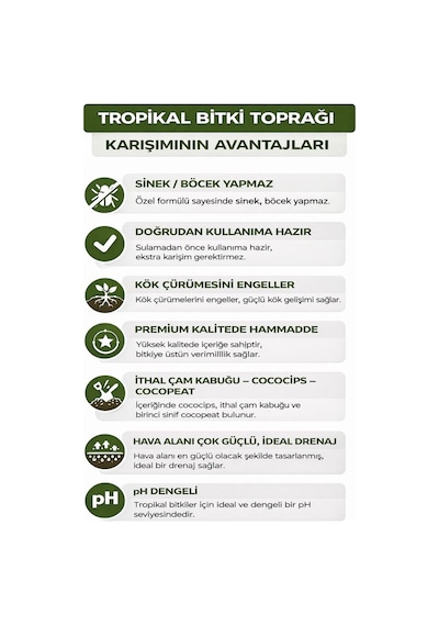 Tropikal Bitki Toprağı Karışımı Monstera Alocasia Schefflera İçin Sinek Yapmayan Formül 5 Litre Diğer