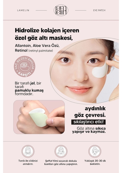 Lamelin Allantoin, Kolajen ve Retinol İçeren Sıkılaştırıcı Göz Altı Maskesi Lamelin Collagen Eye Patch