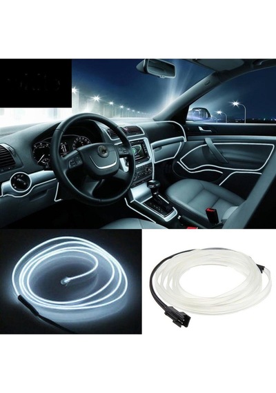 Her Araca Uyumlu Universal İp Neon Led - Beyaz Renk 2 Metre 12v