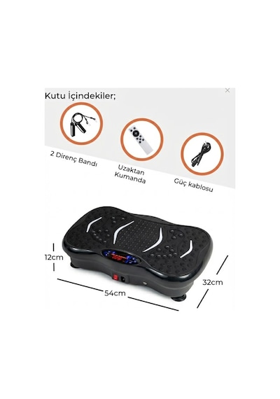 3d 5 Programlı Titreşimli Spor Kondisyon Fitness Egzersiz Aleti Vipration Plate - Siyah
