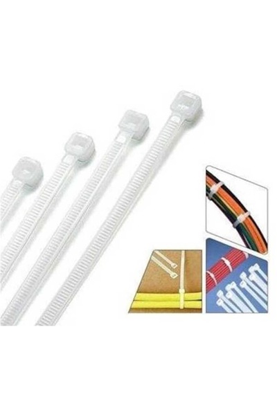 Beyaz Cırt Plastik Kelepçe 20 Cm Kablo Bağı - 3.6 200mm 100 Adet