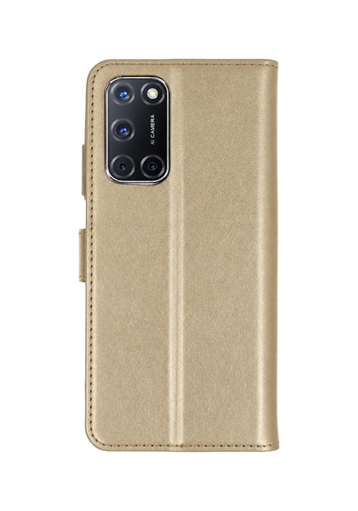 Oppo A52 Trend S Plus Kapaklı Kılıf - Gold