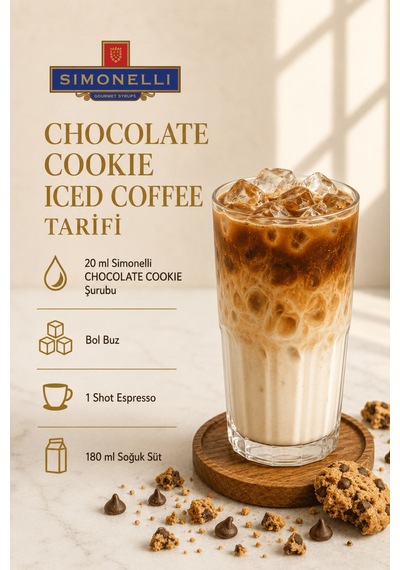 Simonelli Çikolatalı Kurabiye Chocolate Cookie Aromalı Kahve ve Kokteyl Şurubu 700  ML + Pompa