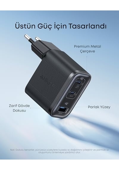 Nano Usb-c Şarj Cihazı, 3 Bağlantı Noktalı Type-c Şarj Cihazı, 70w, Kompakt Ve Şık Tasarım, Siyah - A121a