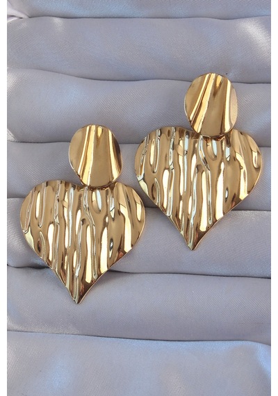 Ezoconcept 316l Çelik Gold Renk Ezme Kalp Küpe 001