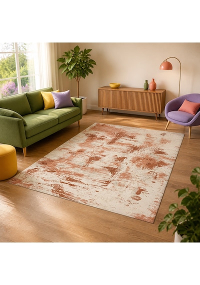 Kartela Halı Nivo Halı Kaymaz Taban Makinede Yıkanabilir Halı Bakır - 100 X 150 Cm