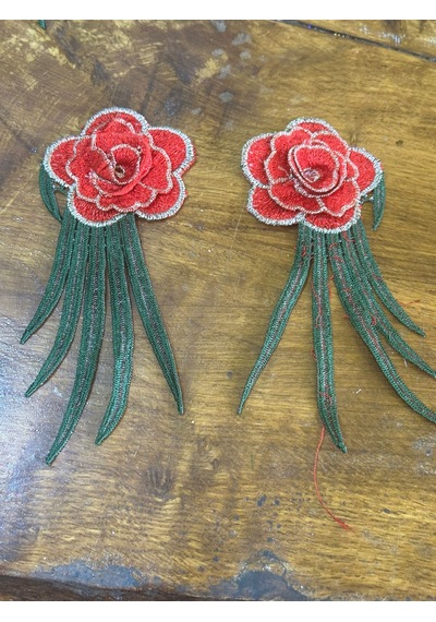 2 Li Nakış İşleme Tasarım Çiçekli Arma Dikiş Aplike 18x7 Cm