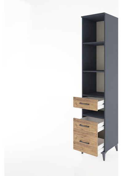 Hyperion Dolap 4 Raflı 3 Çekmeceli 44x44x221 Antrasit-çam Antrasit