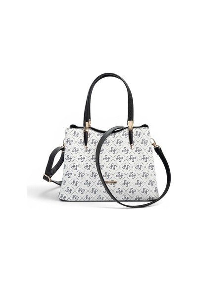 Silver & Polo Silver Polo Beyaz - Siyah Monogram Kadın El Çantası Sp1205
