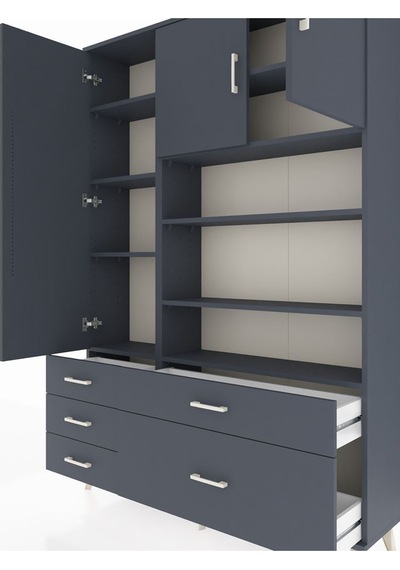 Arges Dolap 9 Raflı 5 Çekmeceli 3 Kapaklı 132x30x195 Antrasit-antrasit/antrasit Antrasıt/antrasıt Arges Dolap 9 Raflı 5 Çekmeceli 3 Kapaklı 132x30x195 Antrasit-antrasit/antrasit Antrasıt/antrasıt
