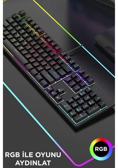 Tk-05 Mekanik Oyuncu Klavyesi Rgb Işıklı Blue Switch Kablolu Klavye 9 Led Mod Gaming Keyboard