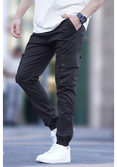 Madmext Siyah Kargo Cep Jogger Pantolon 5647 Siyah