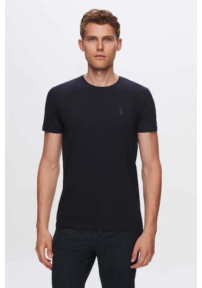 Twn Slim Fit Lacivert Düz Kabartma Baskılı T-shirt 4ec148551753m Lacivert