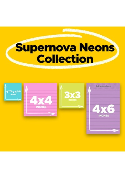 Tr Super Sticky Notes, Farkl Boyutlarda, Miami Collection, Paket Ba Na 4 Pads, 45 Yaprak Pro Pad 4622-ssmia