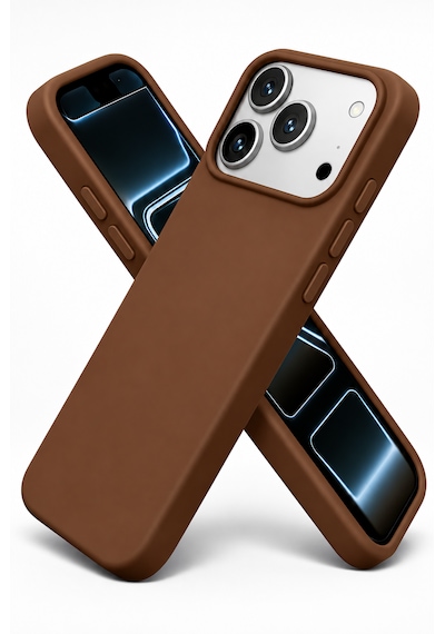 İphone 17 Pro / 18 Pro Uyumlu Kılıf Renkli Lansman İçi Kadife Yumuşak Kamera Yükseltili Silikon Kahverengi