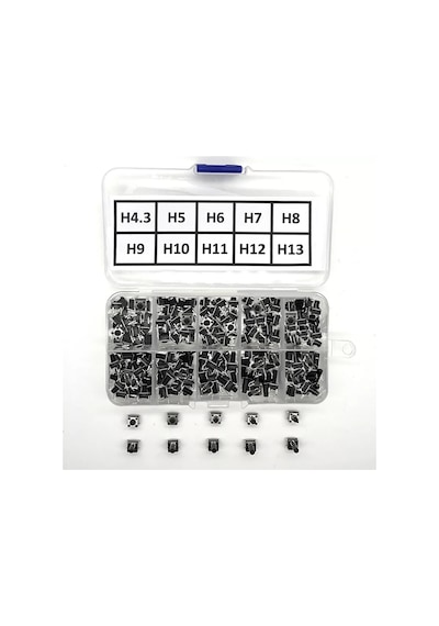 200 Adet 6x6mm Tact Buton Set 10 Farklı Yükseklikte 4 Pin Dokunma