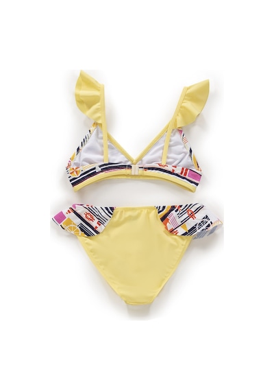 Endeep Kız Çocuk Desenli Volanlı Açık Sarı Bikini Takımı Açık Sarı