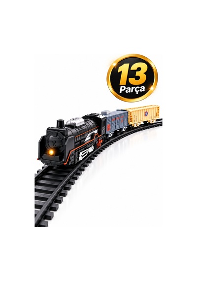 Klasik Pilli Oyuncak Tren Seti Vagonlu Ve Raylı Sistem 13 Parça