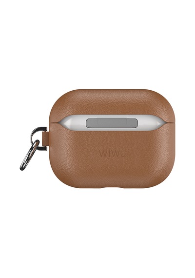 Apple Uyumlu AirPods Pro 3 Wiwu Hc-201 Parmak İzi Bırakmayan Deri Kılıf Kahverengi Kahverengi