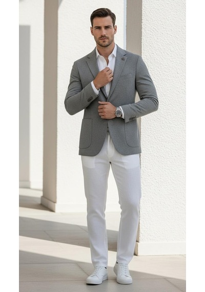Plus Scorpion Ck089 Erkek Slim Fit Blazer Ceket Tek Düğmeli Çift Yırtmaçlı Torba Cepli Yarım Astarlı Gri Plus Scorpion Ck089 Erkek Slim Fit Blazer Ceket Tek Düğmeli Çift Yırtmaçlı Torba Cepli Yarım Astarlı Gri