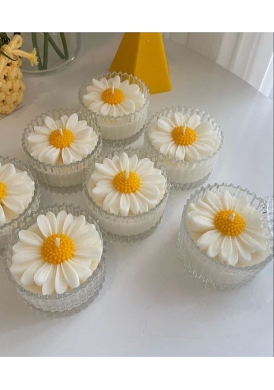 Bernami Mumluk Şamdanpinterest Dekoratif Tek Li Mum Papatya Mika Şekerlik Diğer