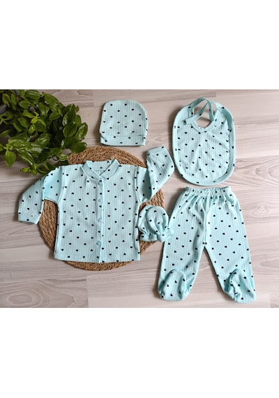 Minilkabebe Kalpli Fitilli 5 Li Hastane Çıkışı Pamuklu Mint Mint Yeşili