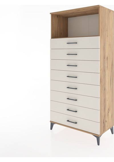 Hyperion Dolap Tek Raflı 8 Çekmeceli 88x44x182 Çam-aytaşı Atlas Çam