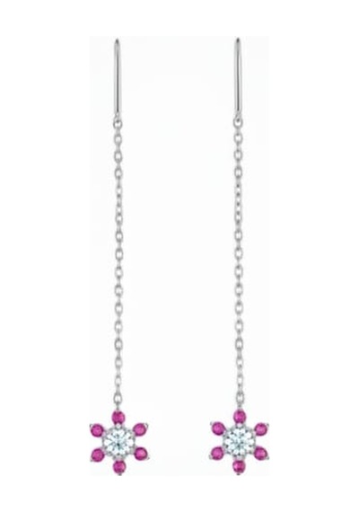 925 Ayar Papatya Silver Taşlı Sallantılı Çiçek Küpe.rose.gold.rodaj Gümüş