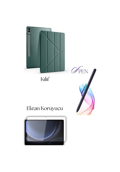 Galaxy Tab S9 Plus / S9 Fe Plus İle Uyumlu Tablet Kılıfı S Pen Tablet Kalemi Ekran Koruyucu Set Tablet Kılıfı