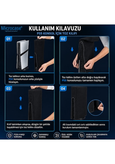 Microcase Ps5 İçin Su Toz Kir Çizik Koruma Kılıfı Al5643 Siyah