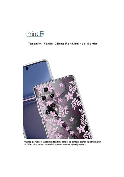 Redmi A2 Plus Slim Fit Kapak Floral Pudra Tasarımlı Şeffaf Silikon