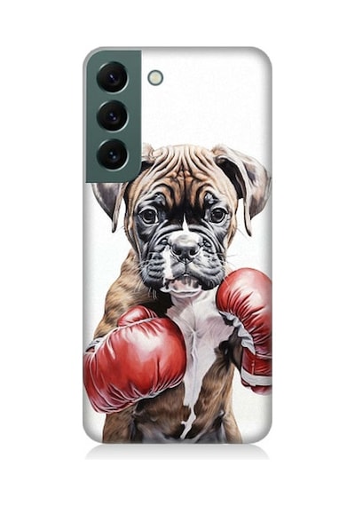 Samsung Galaxy S22 Uyumlu Boksör Köpek Desenli Silikon Kılıf