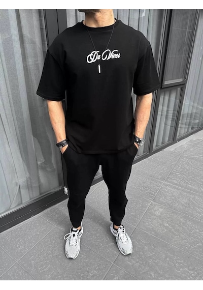 Assema Erkek Baskılı T-shirt Kısa Kol Bisiklet Yaka Regular Fit Rahat Kalıp Günlük Tişört - Siyah Çok Renkli