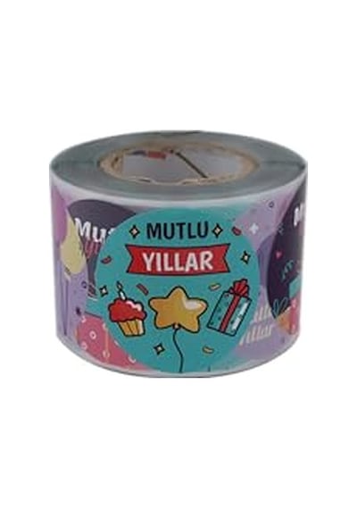 Mutlu Yıllar Etiketi 5cm Çapında 500 Adet, Doğum Günü, Yılbaşı Gecesi Ve Nice Yaşlar İçin Kuşe Etiket Diğer