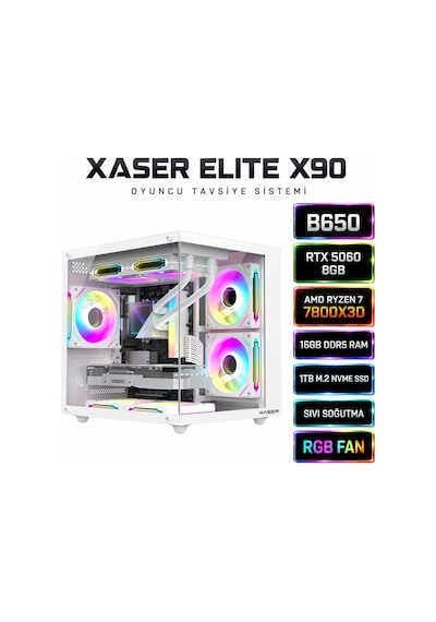 Xaser Elite X90 R7-7800X3D 16 GB 1 TB SSD 8 GB RTX5060 Masaüstü Oyuncu Bilgisayarı