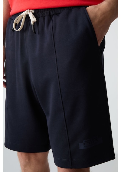 Fiesta - Lacivert Pamuklu Kalın Yumuşak Dokulu Oversize Fit Basic Erkek Şort Takım - 85259 Kırmızı