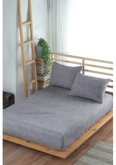 Formeya Adelya Gri Lastikli Çarşaf Takımı (Yastık Kılıflı) Tek Kişilik 120 x 200