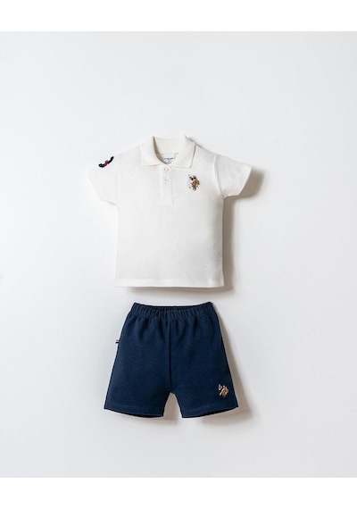 U.S. Polo Assn. U.s. Polo Assn Erkek Bebek 2 Li Şort T-şhirt Takım Beyaz-2346 Beyaz
