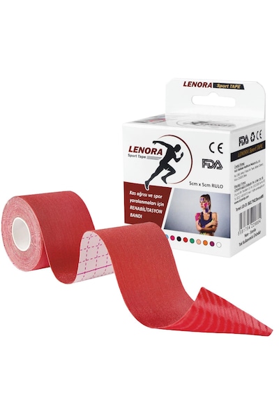 Lenora Kinesiology  Bandı Kırmızı Sporcu Bandı 5 x 5 M