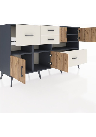 Hyperion Konsol 5 Raflı 4 Çekmeceli 4 Kapaklı 176x44x99 Antrasit- Antrasit-çam/aytaşı Hyperion Konsol 5 Raflı 4 Çekmeceli 4 Kapaklı 176x44x99 Antrasit- Antrasit-çam/aytaşı
