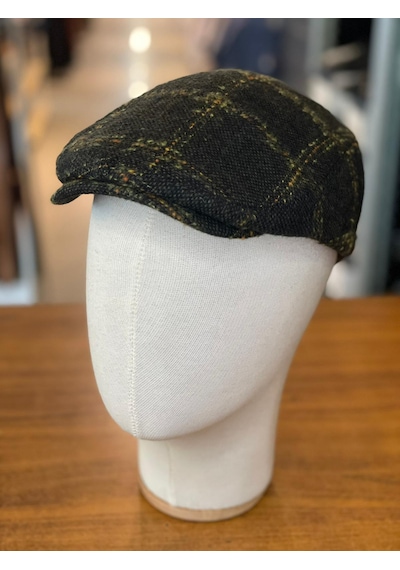 Hamze İngiliz London Model Kareli Kaşe Kumaş Kasket Şapka Haki