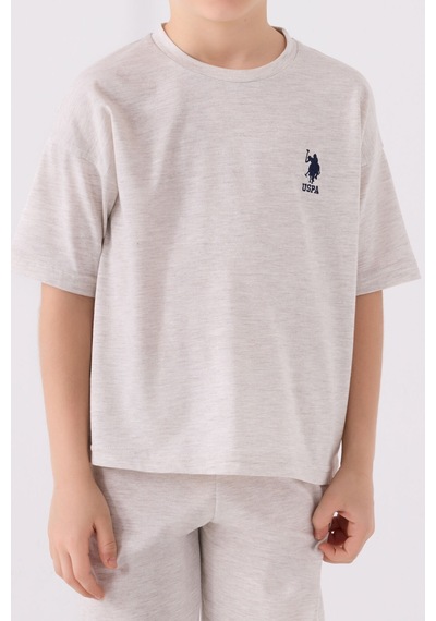 U.S. Polo Assn. Erkek Çocuk Bej Melanj Bermuda Takımı 5274-43666 Bej Melanj
