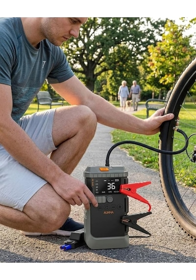 Araç Lastik Basınç Pompası Akü Takviye Powerbank Ve Sos Işıklı Çok Fonksiyonlu Cihaz, Uczzza7711takviye-4