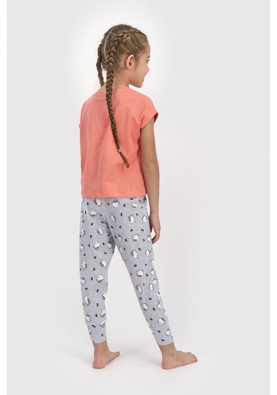 Hello Kitty Lisanslı Şeftali Kız Çocuk Kısa Kol Pijama Takımı Somon Hello Kitty Lisanslı Şeftali Kız Çocuk Kısa Kol Pijama Takımı Somon