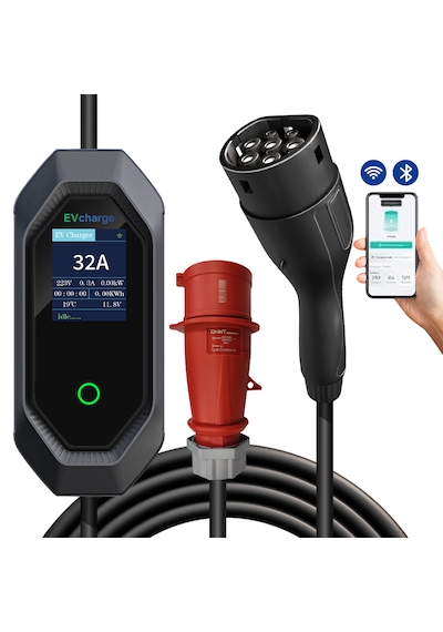 Evcharge 22 Kw Elektrikli Araç Taşınabilir Şarj Istasyonu 32a Tip-2 5x32a 5 Mt Tip2 Mobil Uygulama 22.0 KW