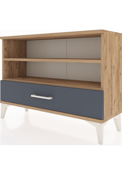 Arges Şifonyer 2 Raflı Tek Çekmeceli 88x30x64 Çam-antrasit Çam